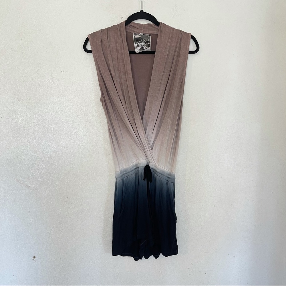 SOLD Young Fabulous & Broke Ombre Romper Taupe Navy Blue Size S - Picture 2 of 11